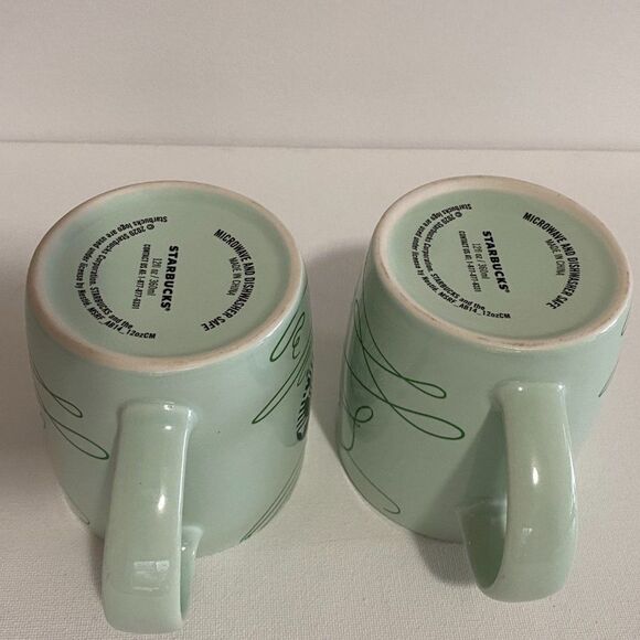 STARBUCKS 2020 Mint Green Swirl Mermaid Siren Logo Coffee Mugs 12 oz x 2pcs - Picture 3 of 3